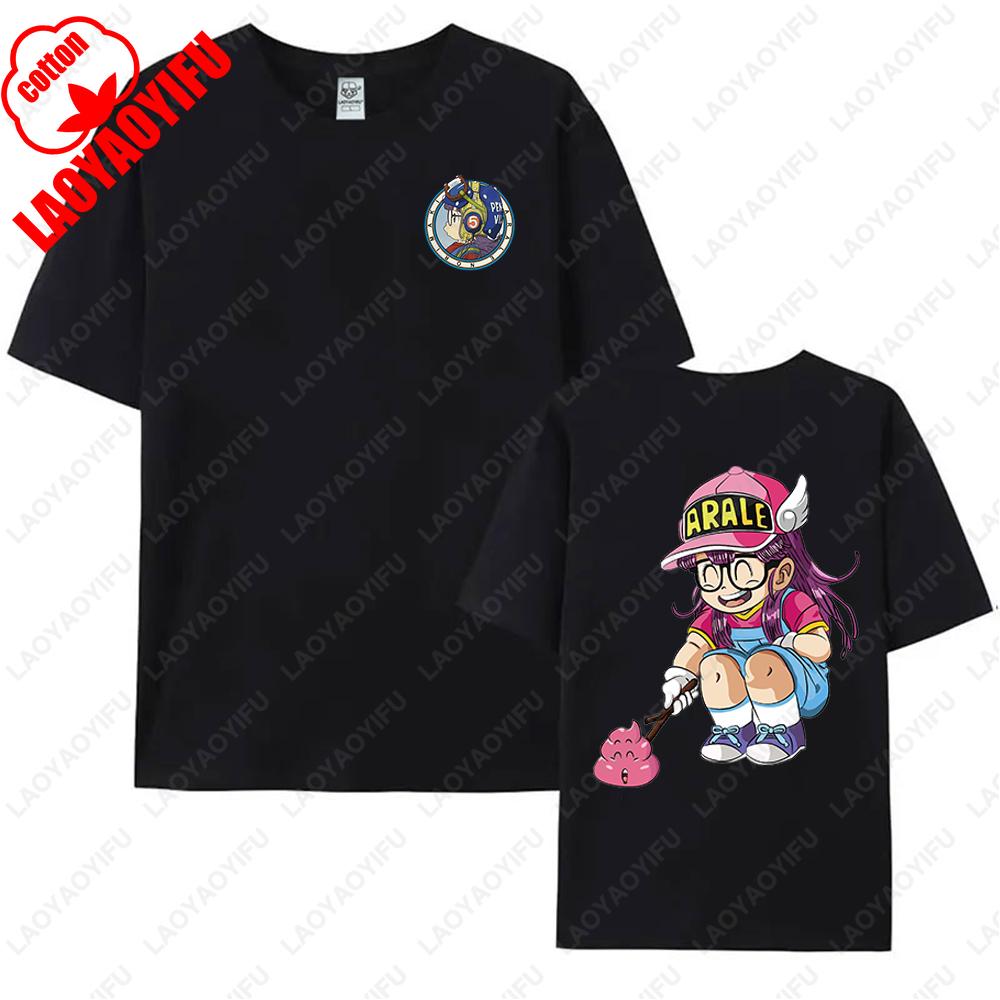 Kawaii Arale T-shirts Man Women Graphic Japanese Manga Tshirt Y2k Clothes Cotton Short-sleev Tee Clothing Two-sided Printed Tops