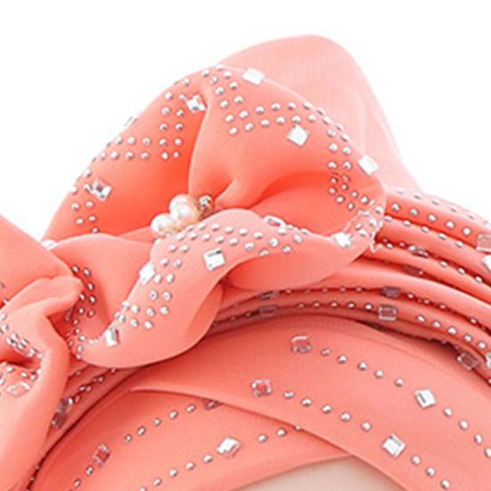 Shiny Lady African Headtie Skin-friendly Rhinestone Knot African Headwrap for Daily Life