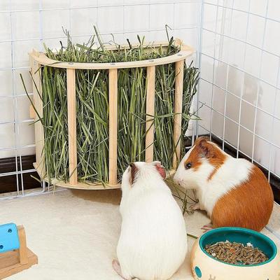 Bunny Hay Feeder Rack  Wooden Small Animals Grass Dispenser Guinea Pig Feeding Holder for Hamster Chinchilla Squirrel