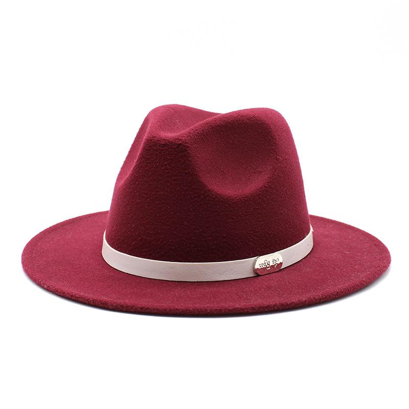 Top Hat British Classic Jazz Hat Wool Hat Big Eave Hat Versatile Flat Edge Hat Felt Hat