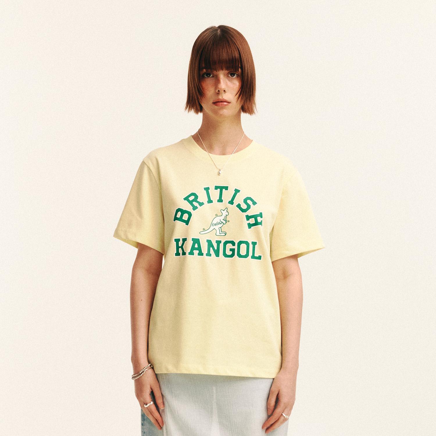 Kangol Women S Play Logo T-Shirt 2791 Lemon Lemon/S
