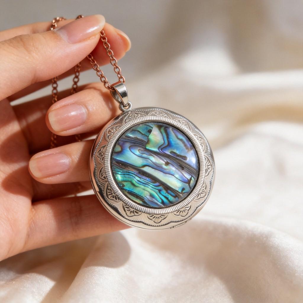 Copper Abalone Shell Pendant Necklace With Minimalist Design For Summer Jewelry Collection