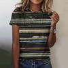 Women's 3D Gradient Floral Print O‑Neck Casual Short Sleeve Summer T‑Shirt