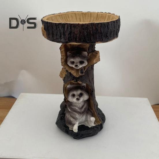 Bahçe Kuş Yemliği Reçine Heykel Açık Hava Veranda Bahçe Çim Serbest Ayaklı Peri Ağaç Evi Hayvan Heykeli Süs Kuş Banyoları Kase Sulama Besleme