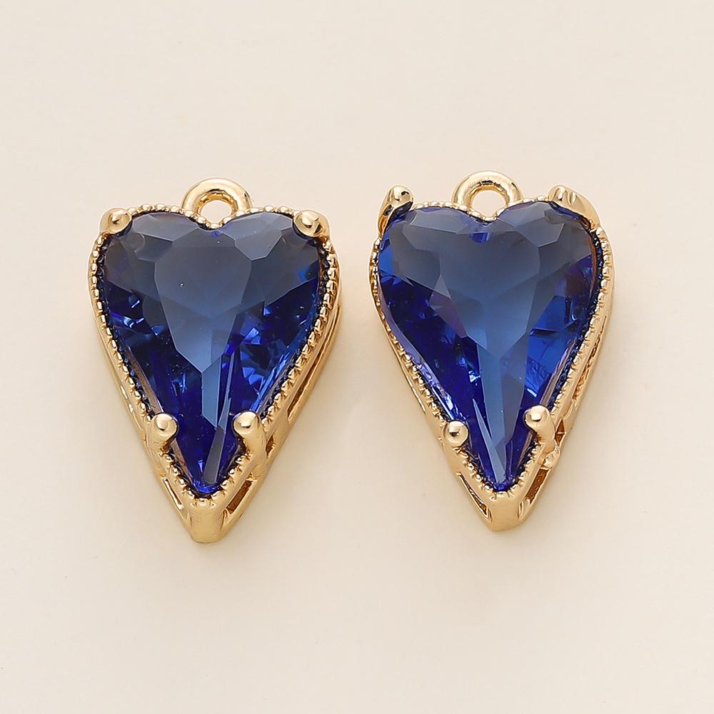 4/6Pcs 14/18K Gold Color Plated Zircon Single Hole Love Heart Double Hole Square Pendants For DIY Jewelry Making Findings