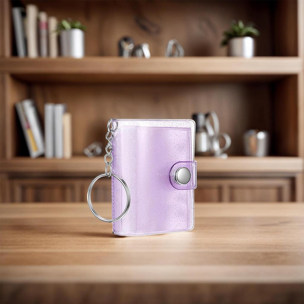 Album Keychain Small Photo Album With 24 Pockets Small Portable Clear Binder for Kids Adults Men Women Birthday Wedding School