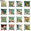 Nordic Cartoon Christmas Polar Bear Animal Print Cushion Cover Decorative for Sofa Linen Pillow Case Home Decor 45X45CM