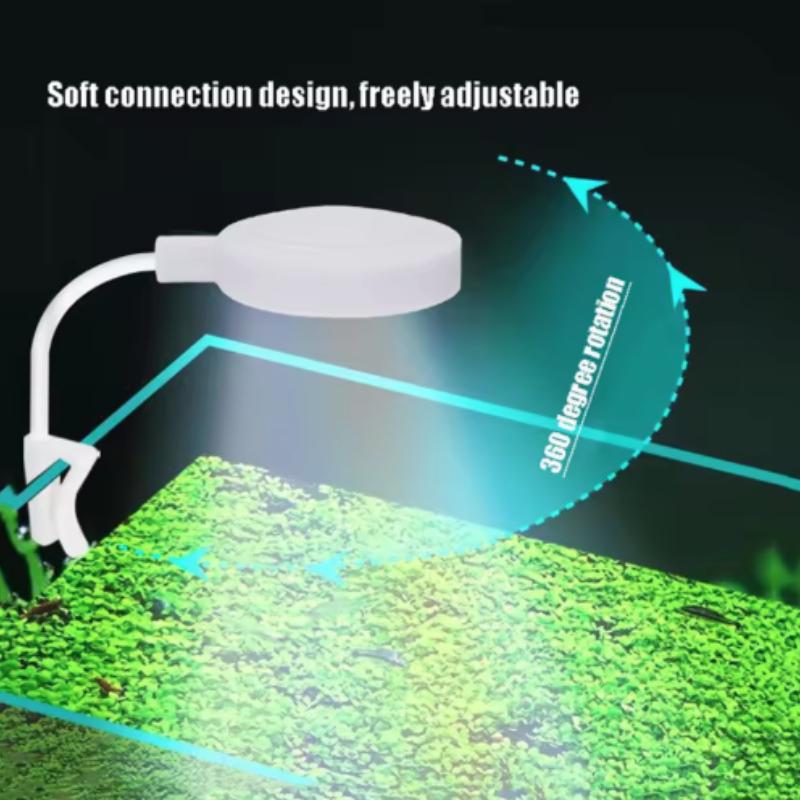 Aquarium Light With Adapter LED Clip On Fish Tank Light, Small Full Spectrum USB Light 360° Rotation Lighting