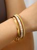 Fashion Simple Stainless Steel 18K Gold Plated Geometric Patterns, Beaded And Set Zirconia Bracelet, Women'S Jewellery Bracelet