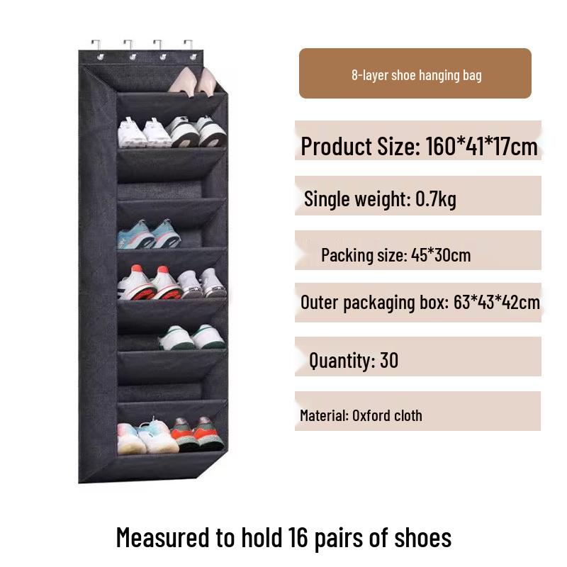 Нетканевый подвесной органайзер для хранения за дверью с сетчатыми карманами для использования в общежитии и дома