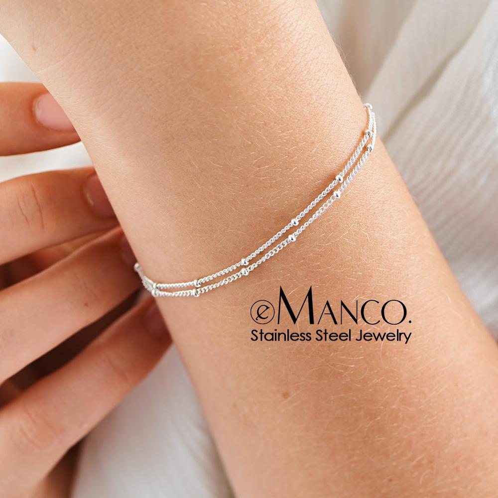 Simple Female Ball Chain Bracelet Jewelry New Layered Thin Beads Chain Bracelet For Women Leg Stainless Steel Chain