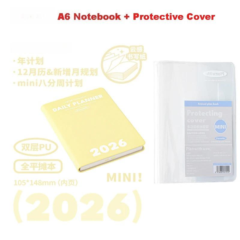 2026 Pocket A6 Notebook Planner Soft Cover Mini Journal Daily Plan Weekly Yearly Monthly Planning Agenda Calendar Gift