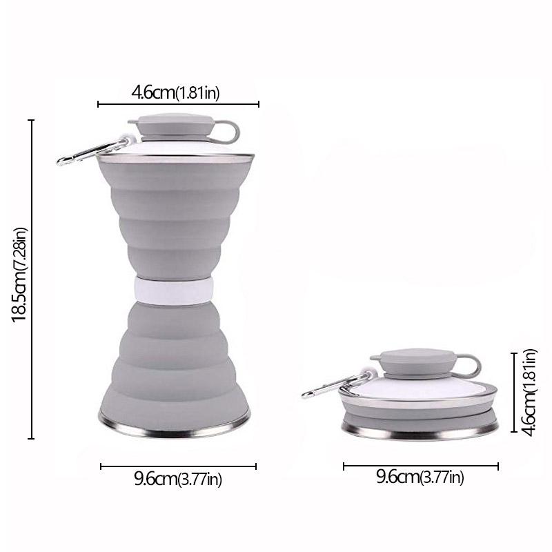 500mL New Portable Silicone Sports Foldable Water Bottle Soft Kettle Food Grade Silicone Folding Cup Water Drinking Bottle Cup