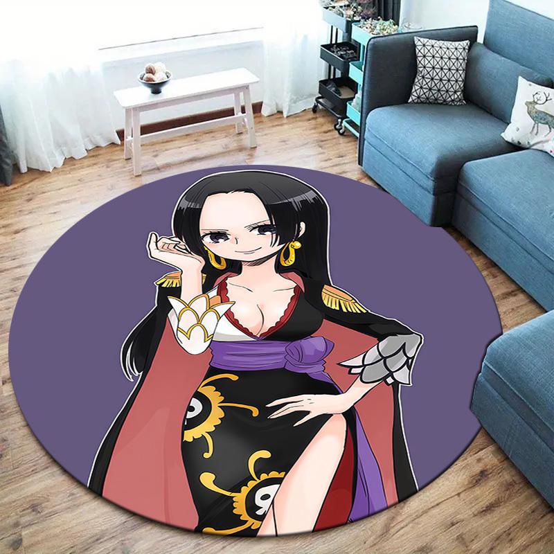 One Piece Boa Hancock Round Area Rug Carpet Rug For Living Room Bedroom Sofa Playroom Decor Nonslip Floor Mat