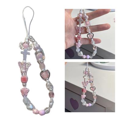 Fashion Cute Cellphone Lanyard Bracelet Mobile Phone Strap Elegant Colorful Beaded Pendant Anti-Lost Wrist Chain Jewelry