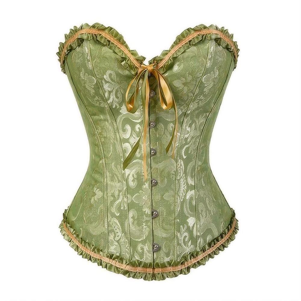 Retro Jacquard V-Ausschnitt Taillenformer Vintage Korsett Shapewear Taillentrainer
