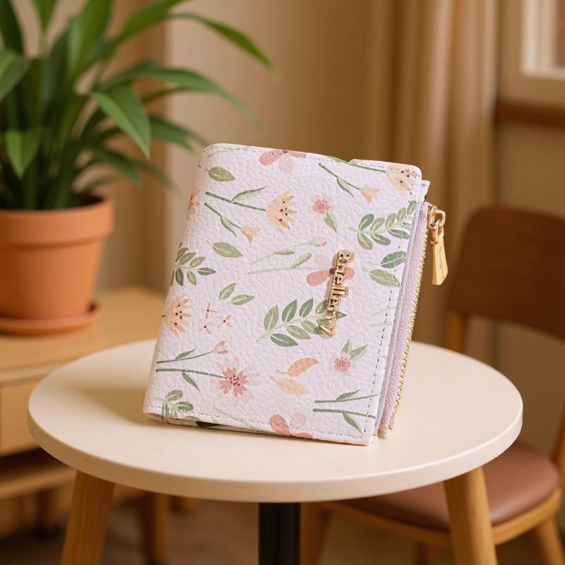 Women's Korean Style High-End Short Wallet - Card Holder & Printed Design