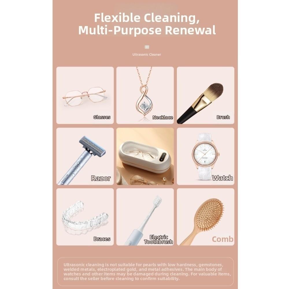 3 modes Versatile Ultrasonic Cleaning Machine Vibration Wash Cleaner for Ring Glasses Makeup Brush