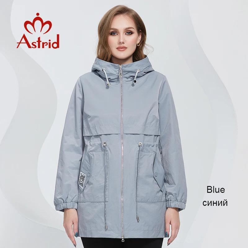 

Новий жіночий тренч Astrid Жіноча куртка великого розміру Вітровка з капюшоном Повсякденне пальто Верхній жіночий одяг весна 2024 DS-10157 4XL синій