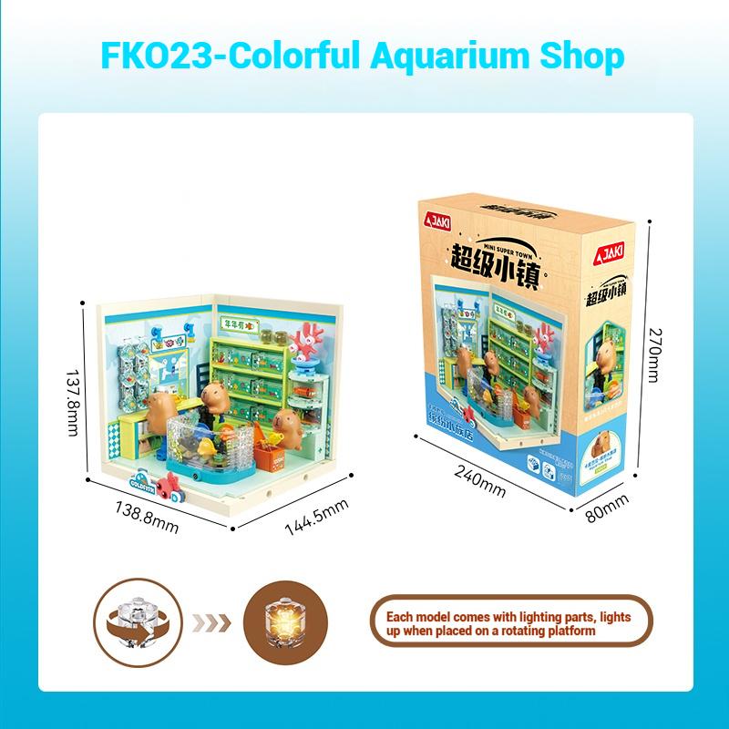 Jaki Super Town Building Blocks Toys Street Scene General Store Model Assembly Toy Desktop Ornament Children'S Birthday Gift
