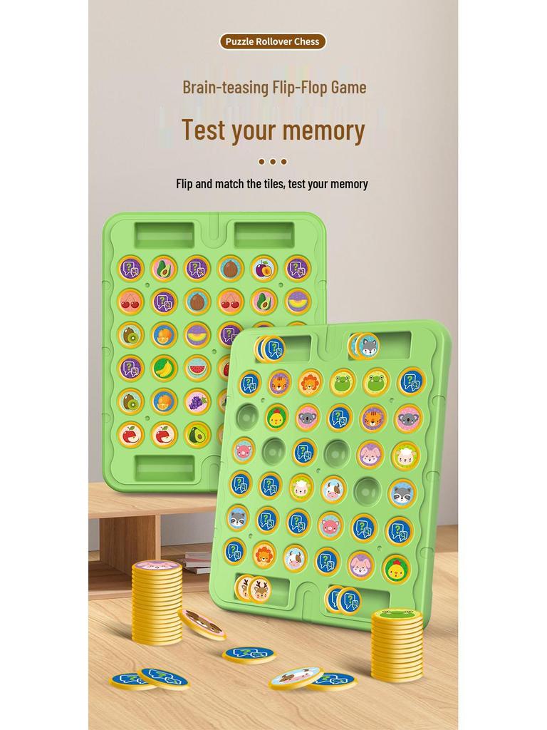 Kids' Flip Chess Memory Game: Two-Player Brain Teaser for Focus & Early Learning