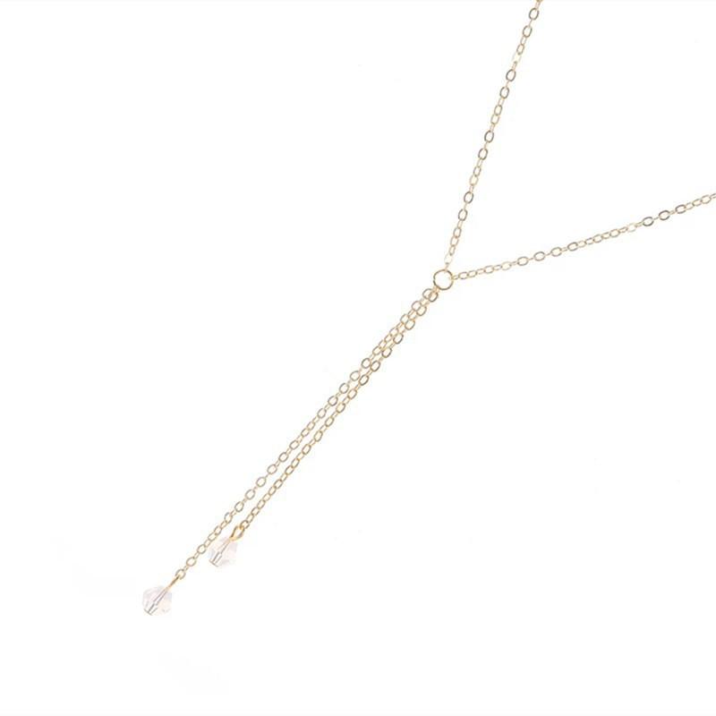 Fashion Ladies Elegant Temperament Alloy Necklace, Simple Opal Crystal Tassel Necklace