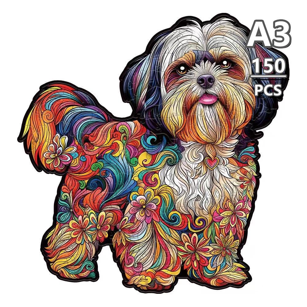 Irregular Puppy Animal Wooden Puzzle for Adult Children Gift Brain Teaser Game Fantasy Dog Christmas Present Box Puzzles Toys