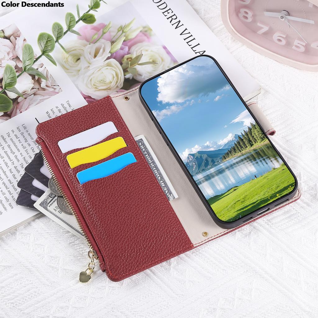 Wrist Strap Zipper Case For Vivo Y22S Y22 Y21 Y20 Y19S Y18 Y17 Y16 Y15 Y12 Y11 Y10 Y04 Y03 Flip Stand Multi 3 Cards Leather Cove