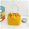 Drawstring Canvas Bucket Bag for Women, Small Corduroy Tote Pouch, Portable Makeup Bag, Snack Purse, Daily Handheld Bag CLE