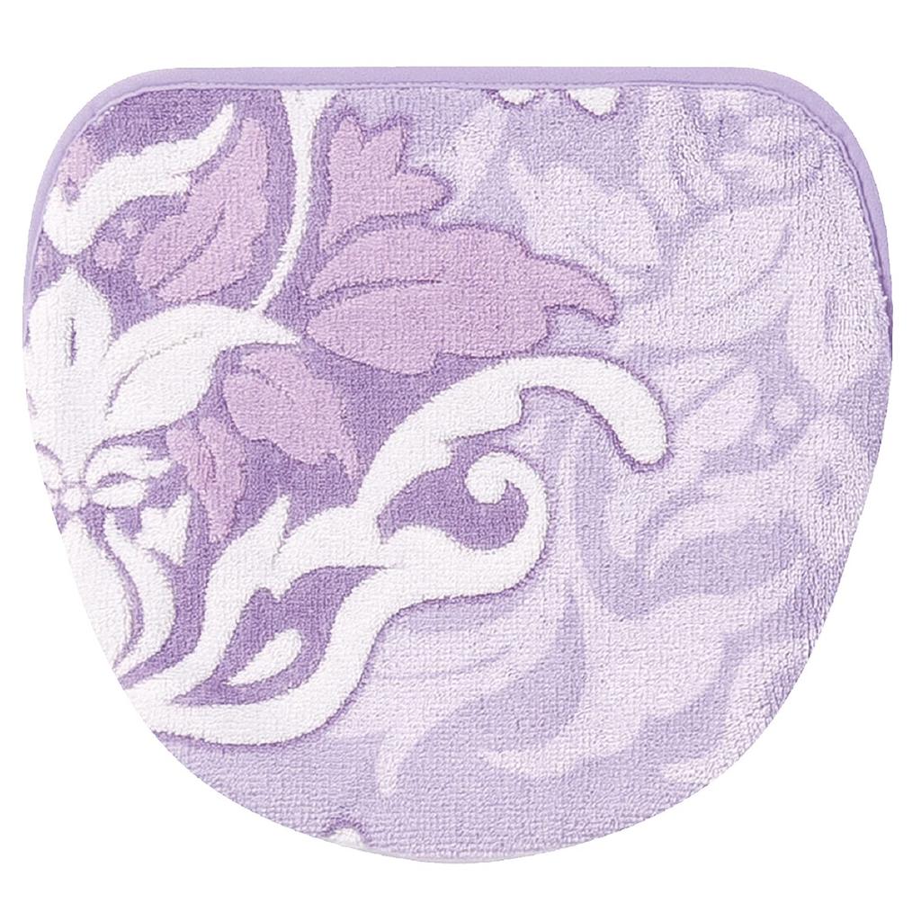 Senko DECORMUSEE Samira Toilet Lid Cover with Adhesive Lavender Damask Antibacterial and Odor Made in Product Number 32052 Sheet, Pattern, Resistant,