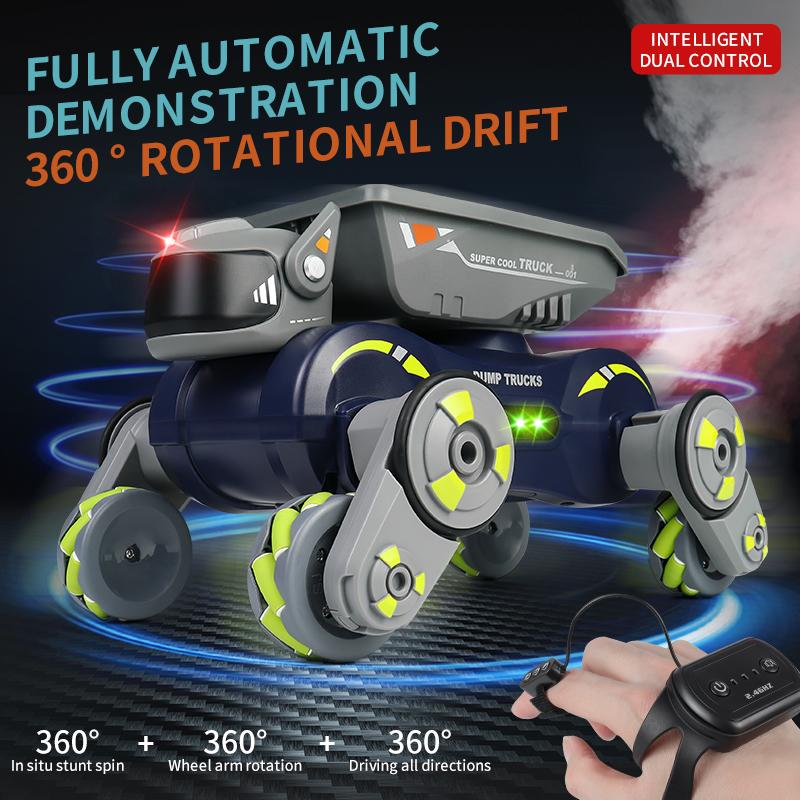 non-toxic Rc Smart Robot Dog Remote Control Car Stunt Robo Dual Control Gesture Robotics Music Light Spray Electronic Pet Toy for Kids children