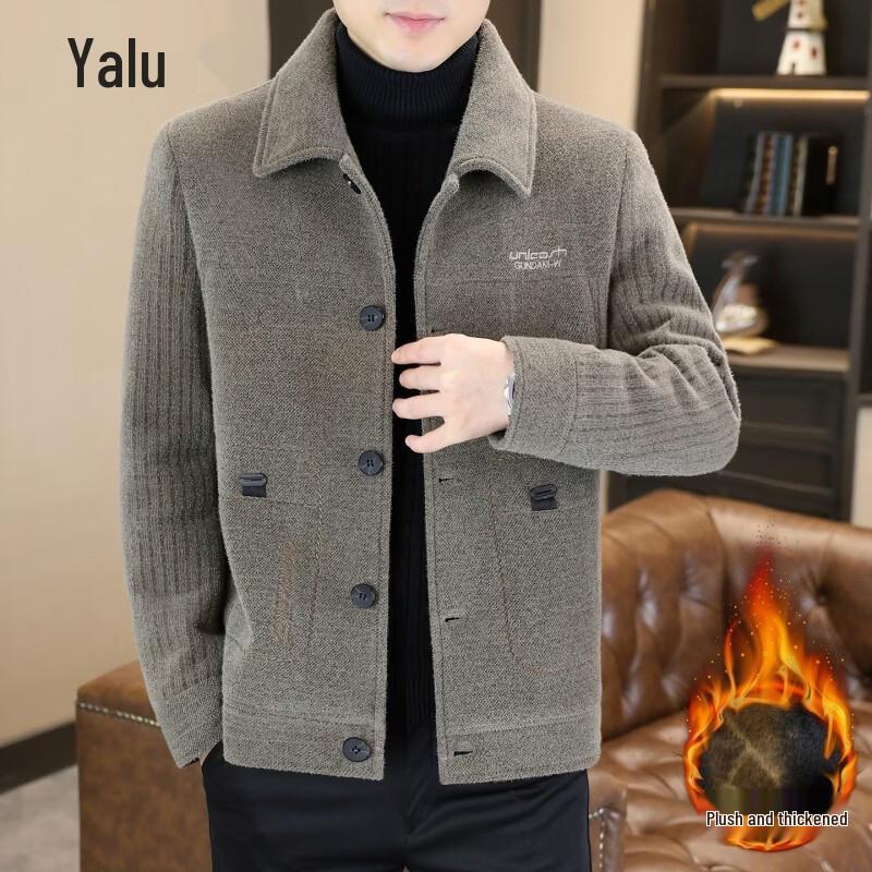 Yalu Men's Wool Blend Lapel Jacket