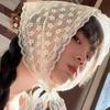 Lace Flower Jeans T-shirt Scarves Headband Elegant Women Lace Flower White Sweet Triangle Scarf Ins Style Ribbon Artistic Travel