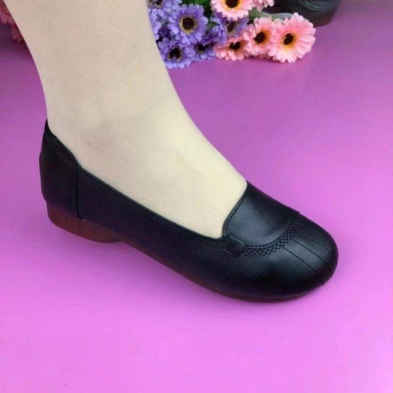 Buty damskie wiosna i jesień nowe niszowe casualowe pojedyncze buty ścięgno wołowe miękka podeszwa okrągły nosek płytkie