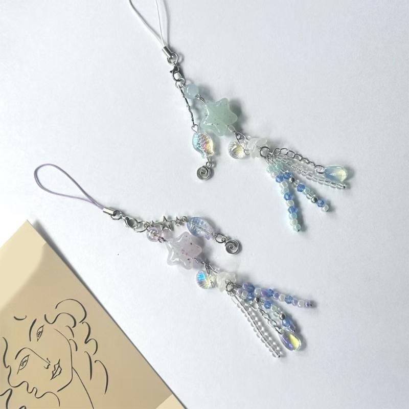 Lovely Jellyfish Pendant Handmade Beaded Phone Charm Portable Girls' Fashion Accessory for Mobiles Trendy Women Ladies