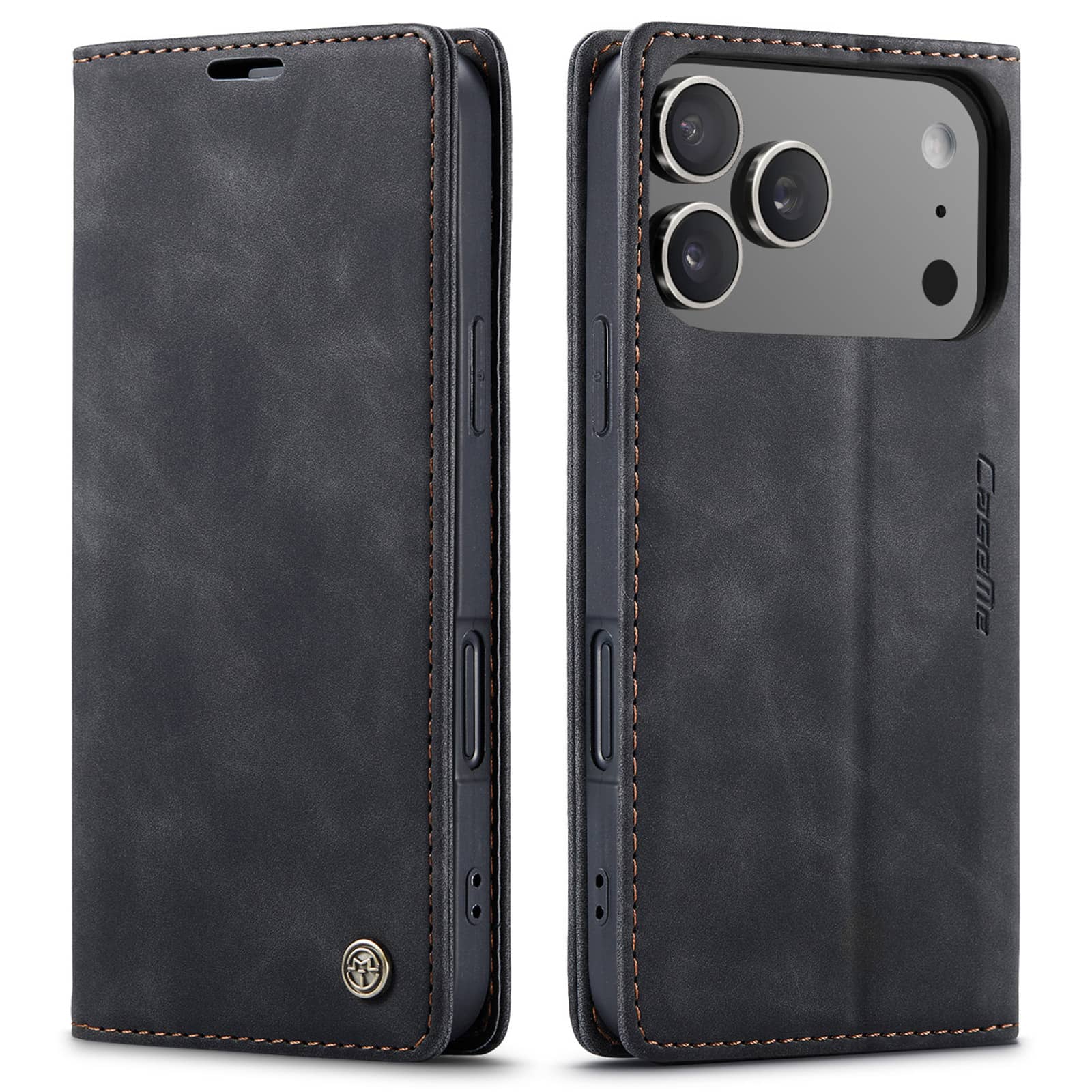 Flip Wallet Case for iPhone 17 Pro Max 17 iPhone Air 17 Pro, Leather Magnetic Folio Cover with Card Holder, Kickstand - TPU Case For iPhone 17 Pro чёрный