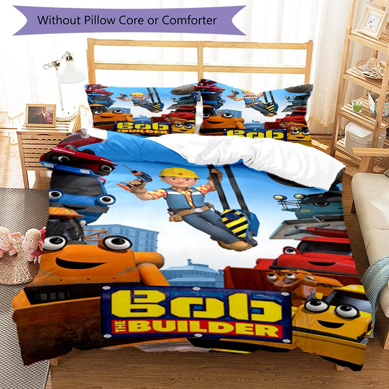 3pcs Bob the Builder Bedding Set Duvet Cover Closure Includes 1 Duvet Cover & 2 Pillowcases, Soft and Comfortable for All Seasons.