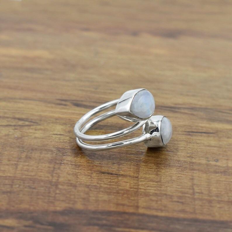 Moonstone Pear Gemstone Ring, 925 Sterling Silver, Handmade Jewelry, Anniversary Birthday Gift, Boho Ring, Designer Ring