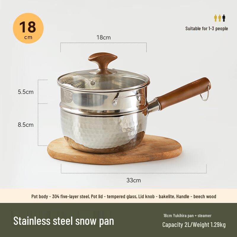 Lilang 304 Stainless Steel Milk Pot with Steamer