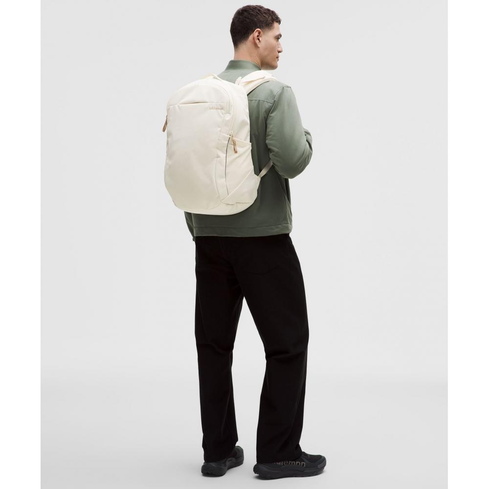 Lululemon Triple Zip Backpack 28l  Tech Canvas Light Ivory Wacky Khaki