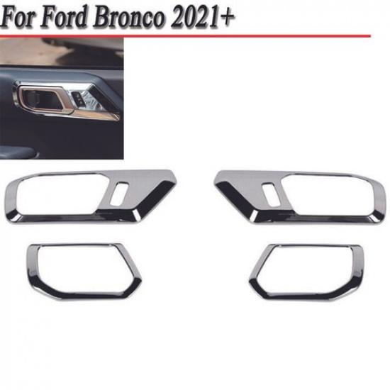 Chrome For Ford Bronco +  Interior Door Handle Bowl Decor Frame Trim Cover
