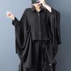 Long Sleeve Oversized Vintage Black Shirts & Blouses for Blouse Casual Loose Spring Autumn Crop Tops Women Button Up Shirt
