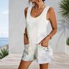 Plus Size Womens Sleeveless Pocket Romper