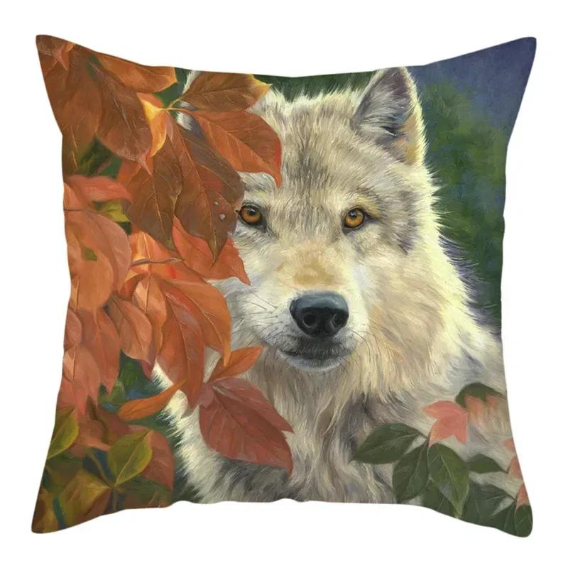 

Animal Wolf King Print Pattern Sofa Cushion Cover Pillowcase Home Party Car Bedding, 66x66cm