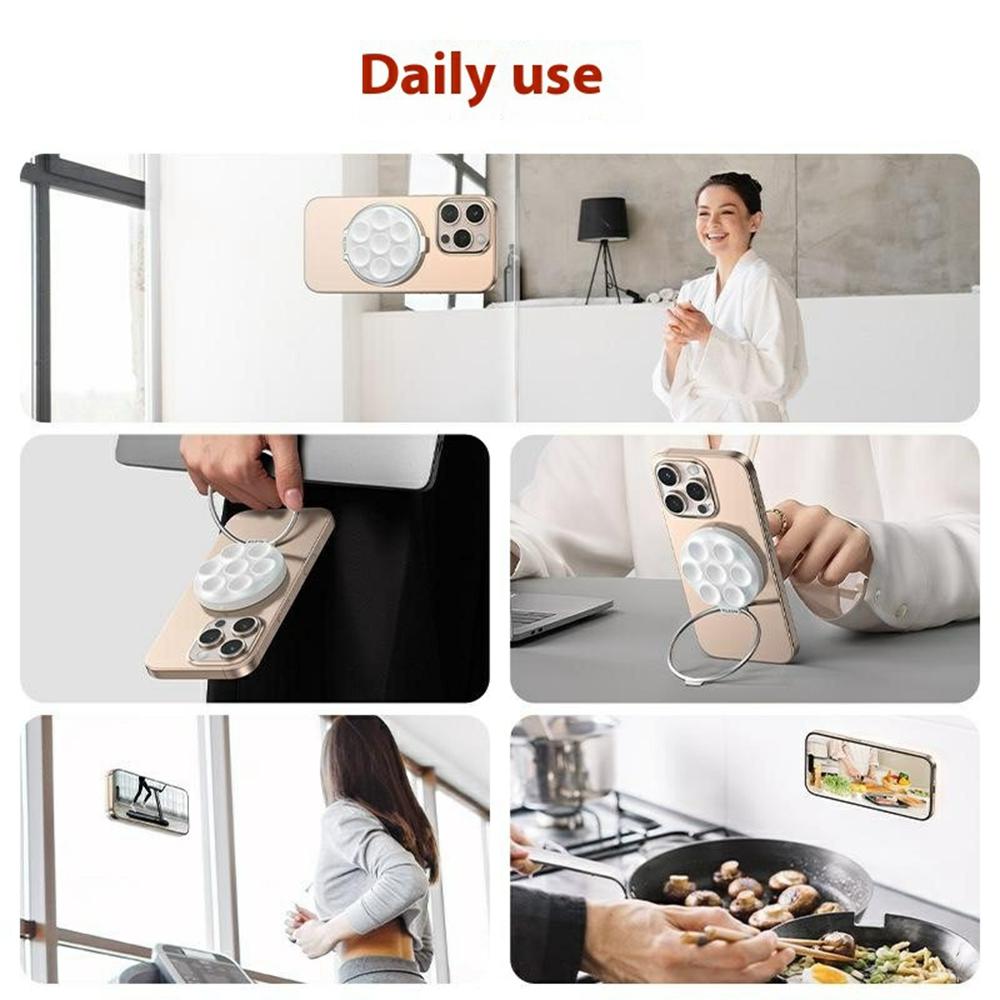 TELESIN P3-SUS-01 Suction Cup Phone Mount Magnetic Mirror Glass Portable Silicone Phone Ring Holder