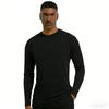 Men Long Sleeve Crew Neck T Shirt Lightweight Pullover Casual Regular Fit Knitwear Top for Daily Wear Office School