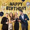 Beer-themed Black and Gold Birthday Party Wine Bottle Aluminum Film Latex Balloon Set of Decorative Items