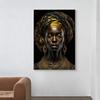 Schwarzgold Afrikanische Frau Porträt Poster Leinwand Malerei Abstrakte Wand Kunst Bild Für Moderne Wohnzimmer Dekoration