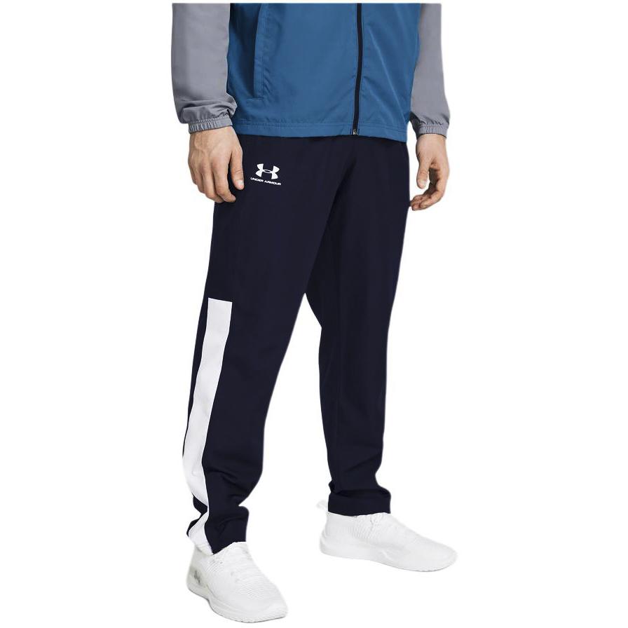 Under Armour Woven Series Retro Sports Color Block Loose Fit Logo Print Knit Pants Men pants Dark-Blue 1352031-410