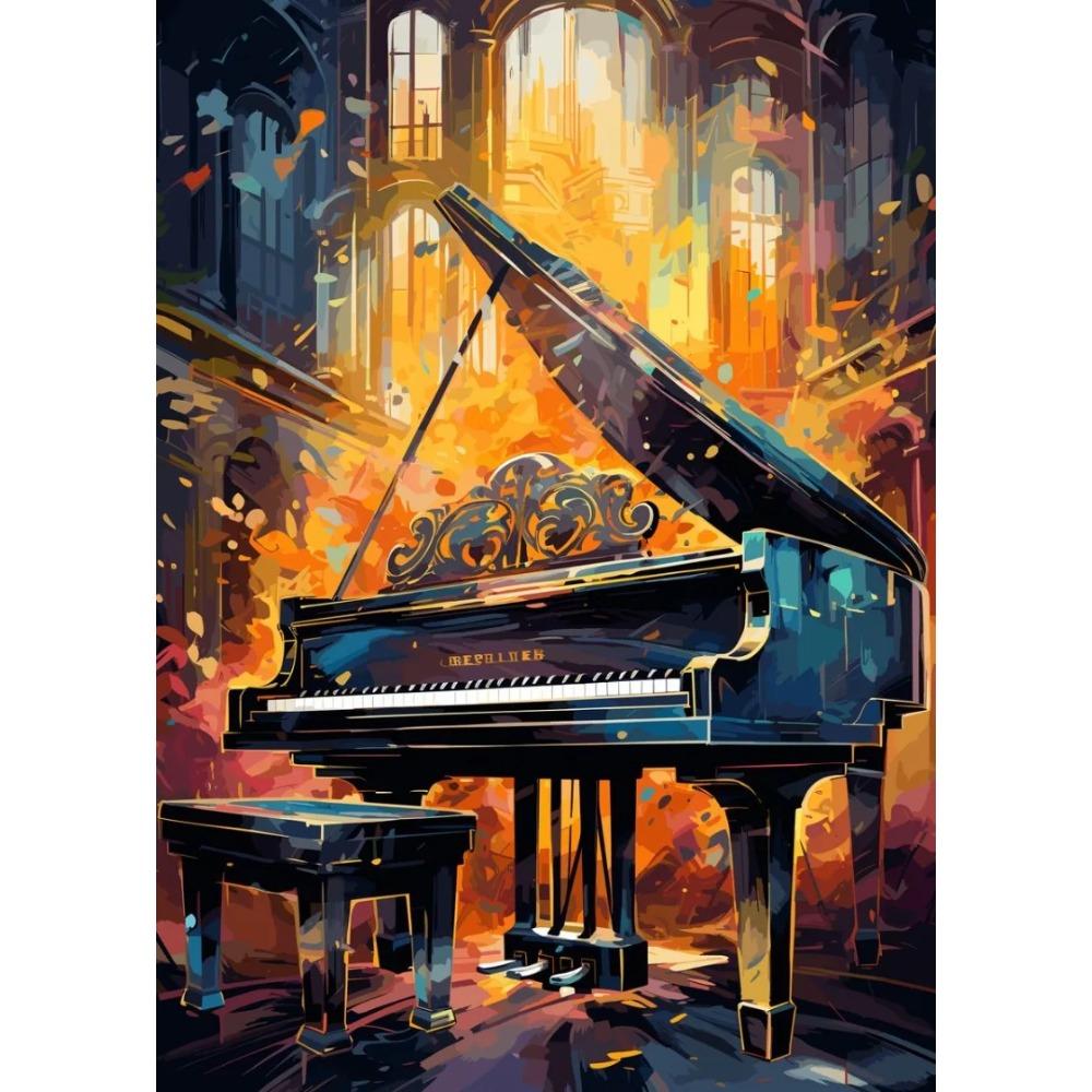 Abstrakte Vintage Musikposter Öl Jazz Saxophon Violine Gitarre Klavier Poster Leinwanddruck Wandkunst Poster Wohnzimmerdekor